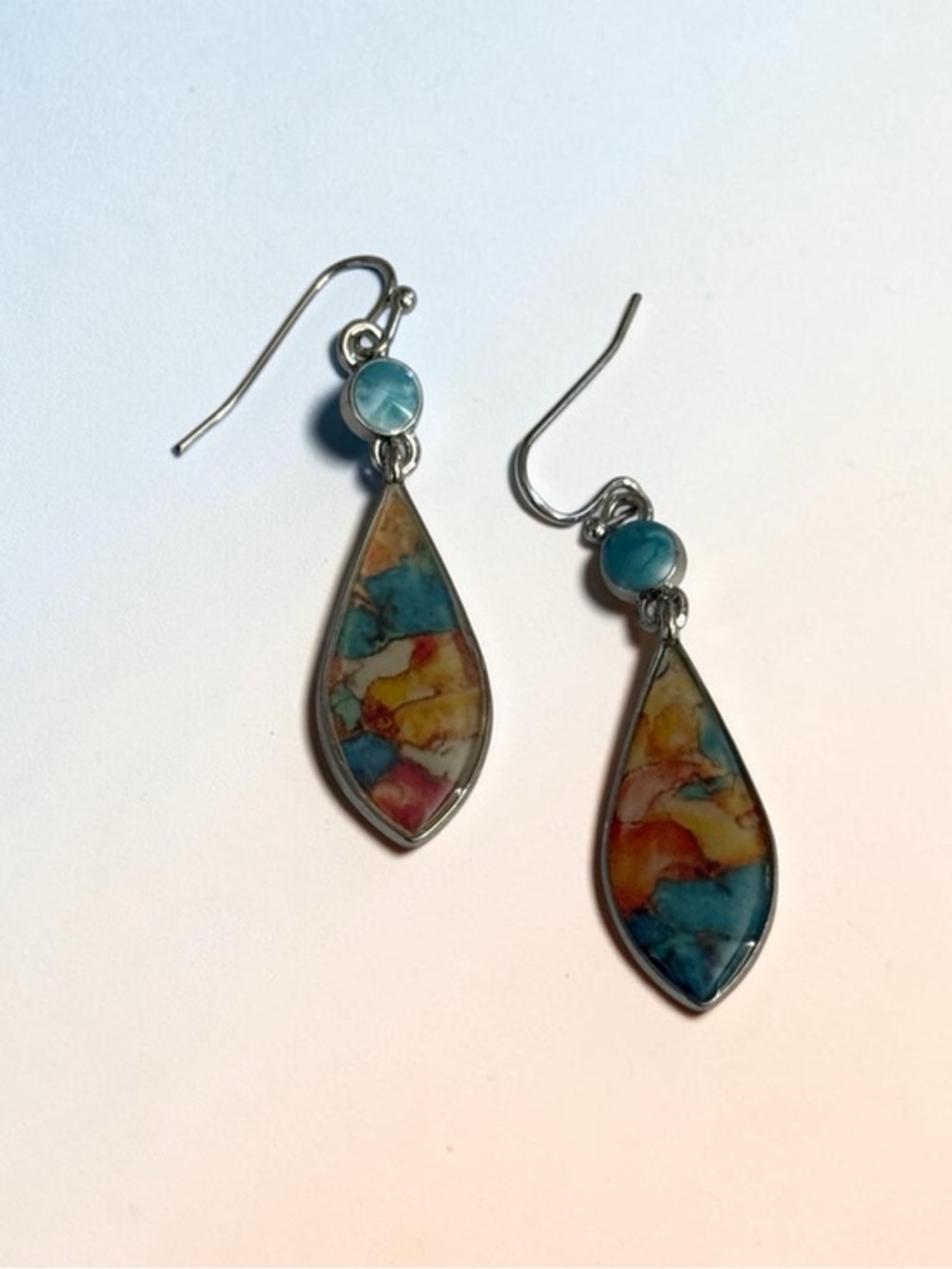 🫶🏻 Multicolor Teardrop Stone Dangle Earrings 925